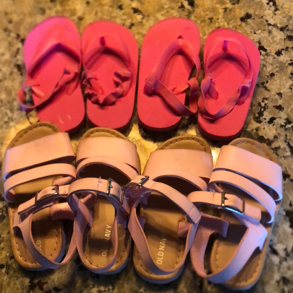 Size 8 lot of flip-flips and Velcro sandals